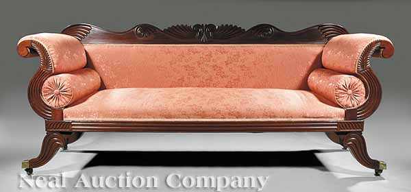 Appraisal: A Fine American Classical Carved Mahogany Sofa early th c