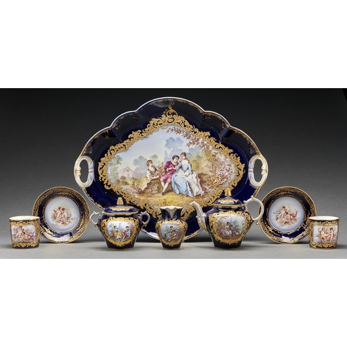 Appraisal: A French porcelain cabaret set c painted with th c