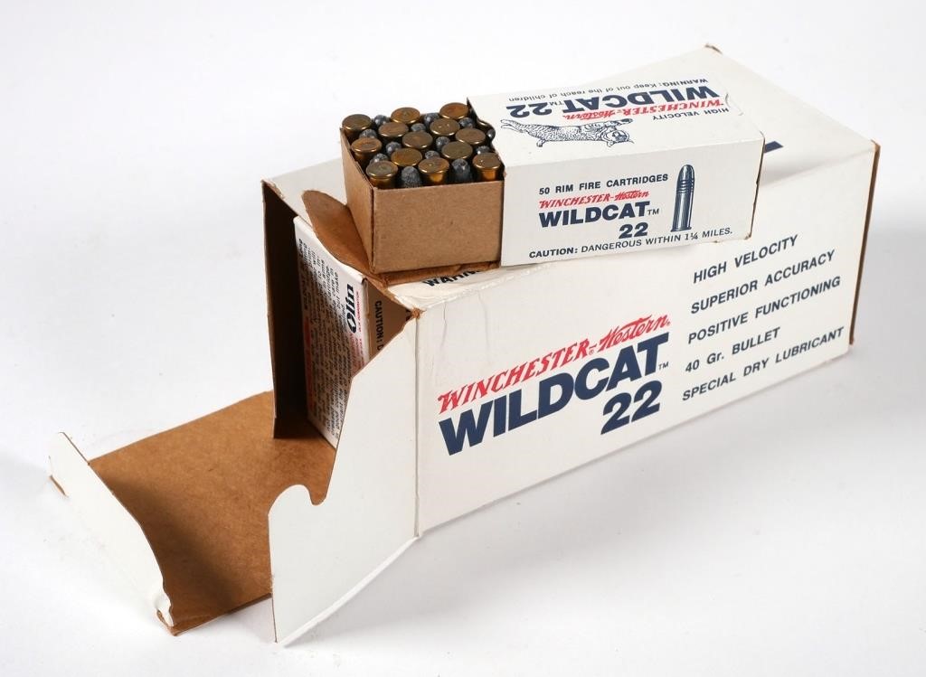 Appraisal: round boxes of Winchester Wildcat high velocity LR rim fire