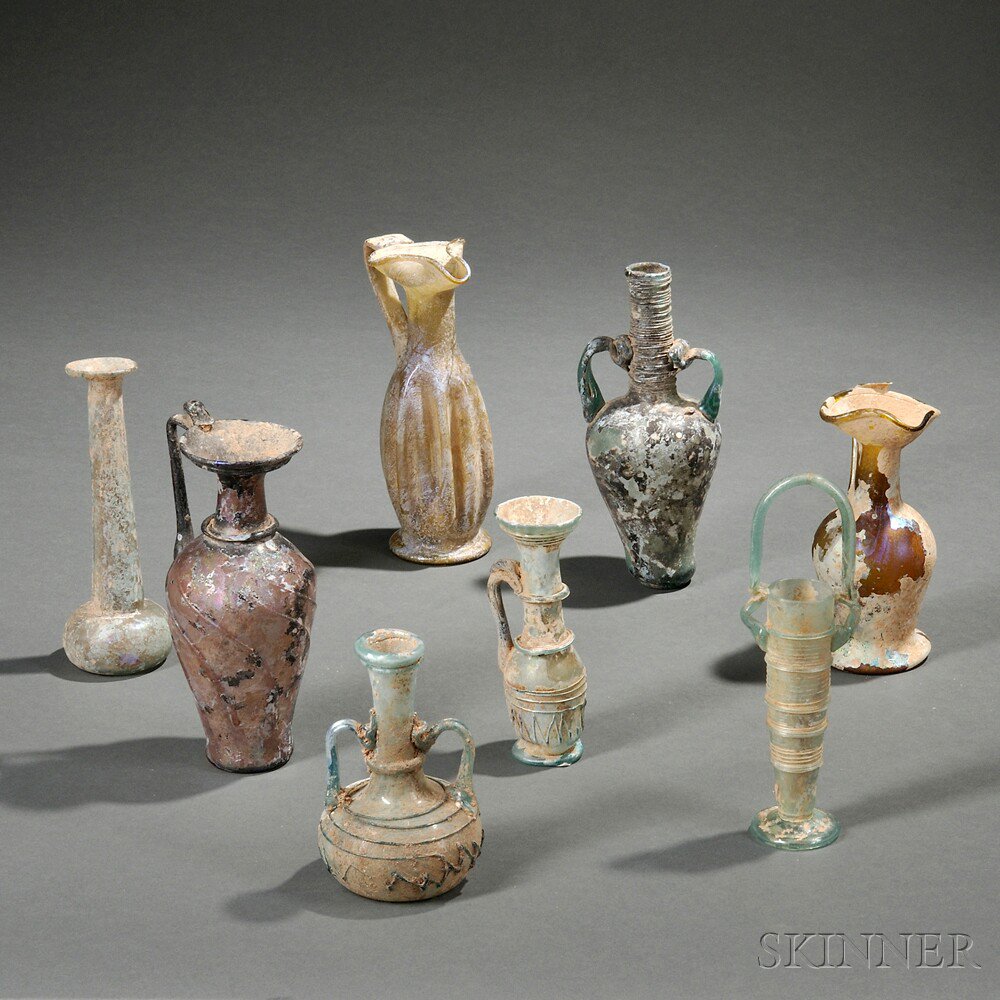 Appraisal: Eight Roman-style Glass Vessels Syro-Palestine-style st- th century A D