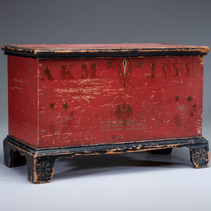 Appraisal: A Soap Hollow Red-Black and Gilt Stencil-Decorated Poplar and Pine