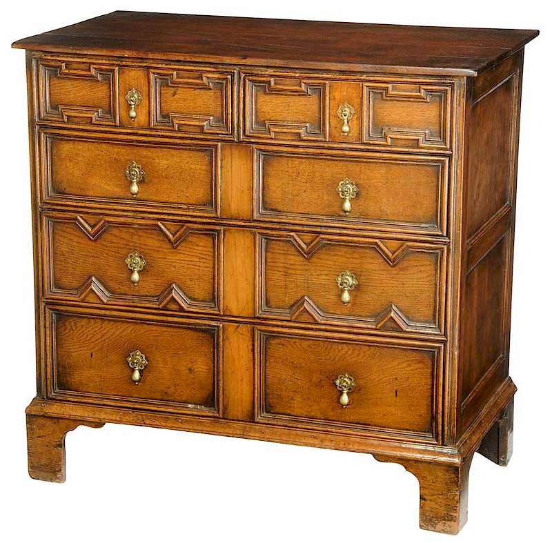 Appraisal: William and Mary Style Paneled Oak Chest early th century