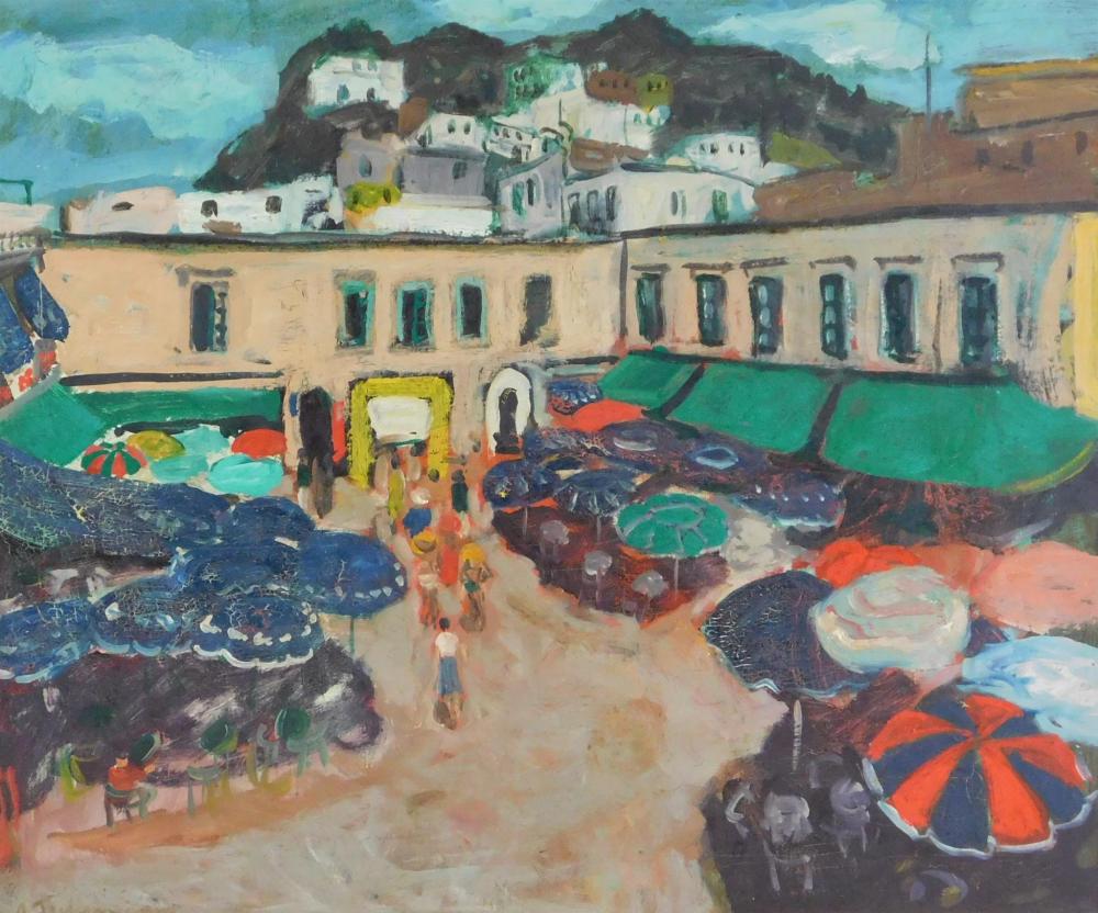 Appraisal: Alex Tschernjawski Yugoslavian b Town Market Square c oil on