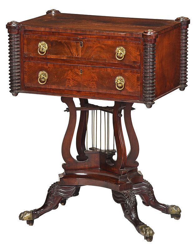 Appraisal: Fine American Classical Mahogany Work Table Baltimore or Philadelphia -