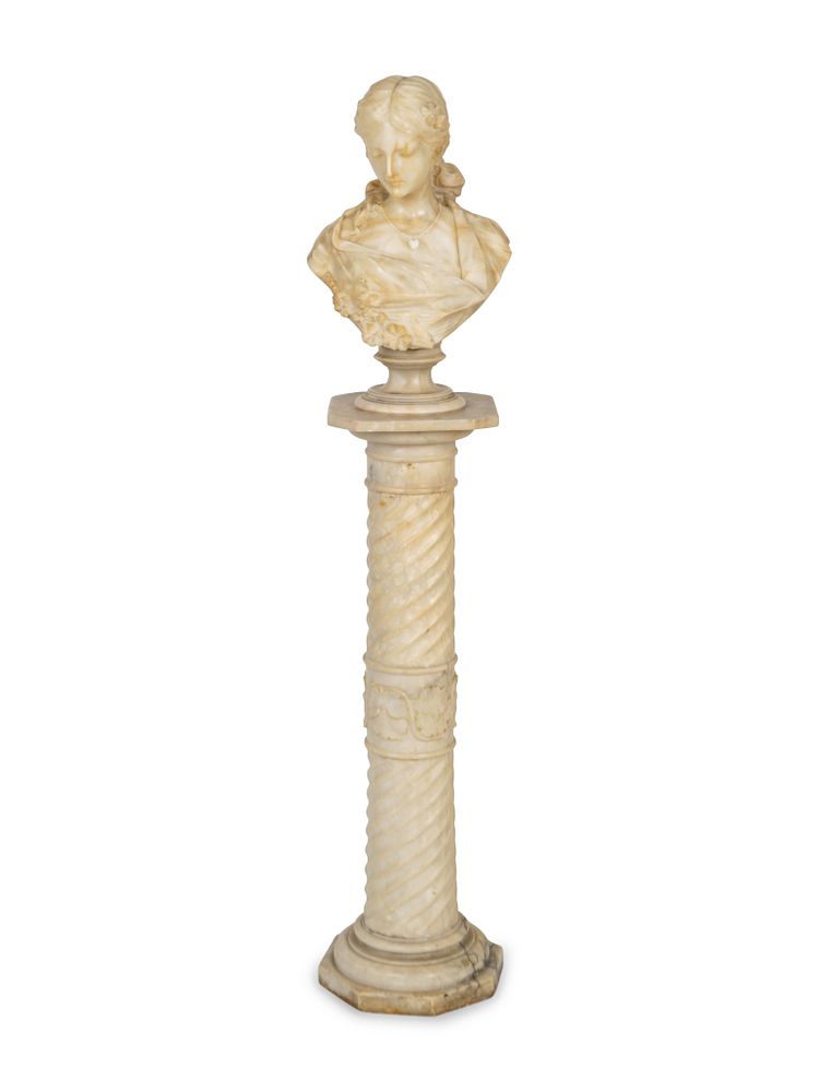 Appraisal: An Carved Marble Bust of Sarah Siddons with Pedestal An