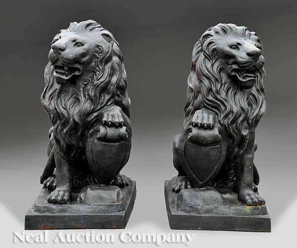 Appraisal: A Pair of Cast Iron Lion Figures after the Antique