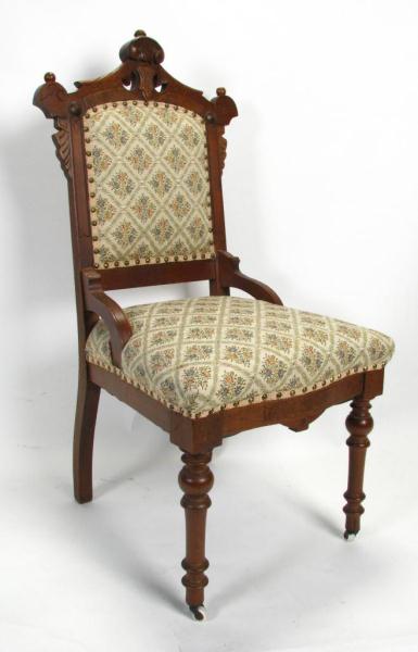 Appraisal: Carved Victorian Walnut Chair with upholstered back seat