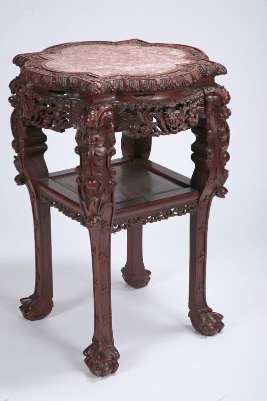 Appraisal: STAND China late th-early th century wood and marble Pierce