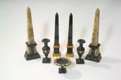 Appraisal: A pair of black and sienna marble obelisks th century