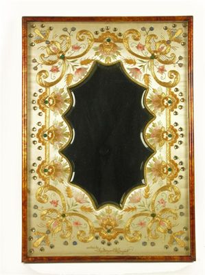 Appraisal: A tortoiseshell and needlework dressing table mirror by Lady Margaret