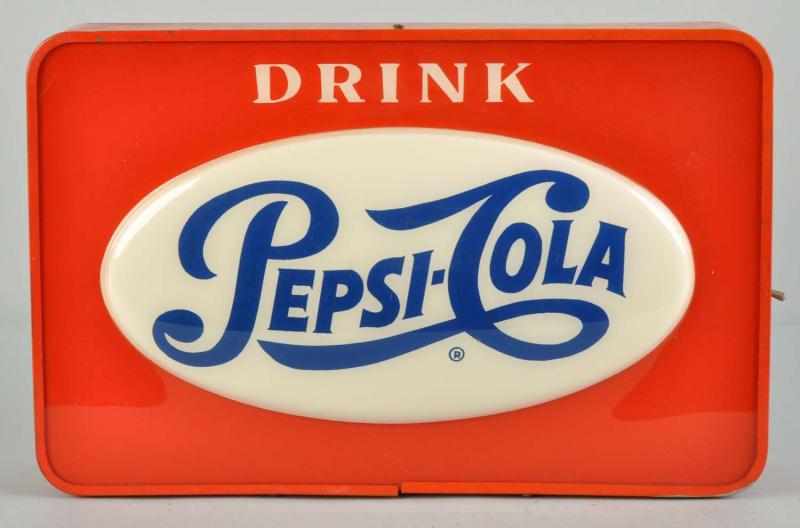 Appraisal: Plastic Metal Pepsi-Cola Lighted Sign Description s Lights up fine