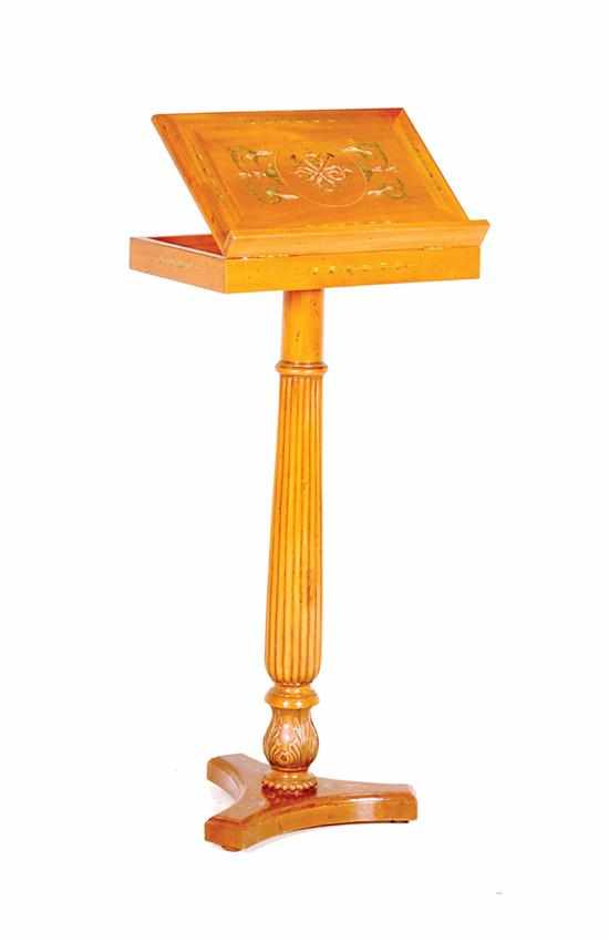 Appraisal: Adam style paint-decorated mahogany music stand hinged rectangular top above