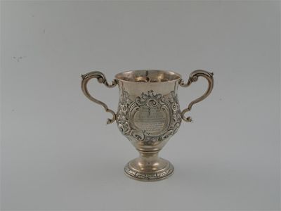 Appraisal: An early George III Irish two-handled cup with later embossing