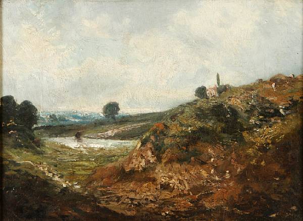 Appraisal: Manner of John Constable R A A hilly windswept landscape