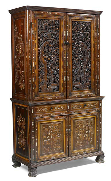 Appraisal: A late th century Chinese carved rosewood ivory and boxwood