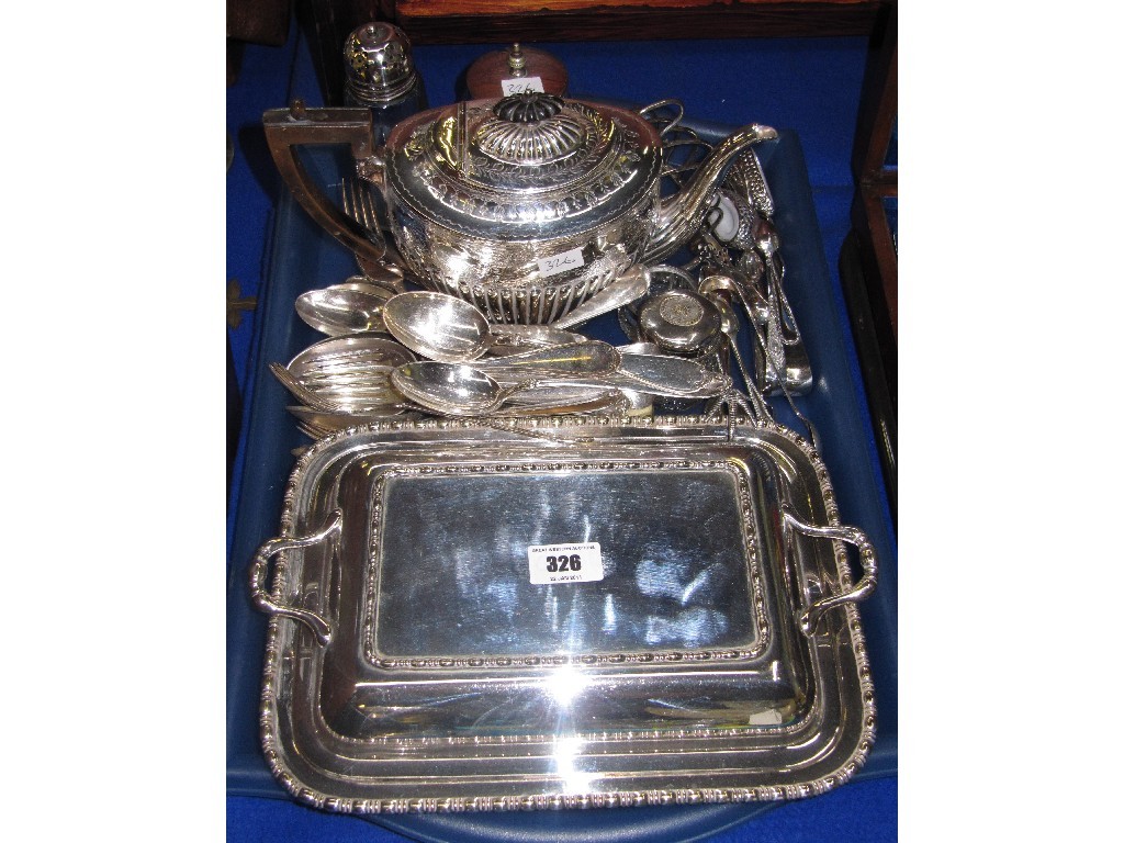 Appraisal: Tray lot of EP - teapot cutlery entree dish etc