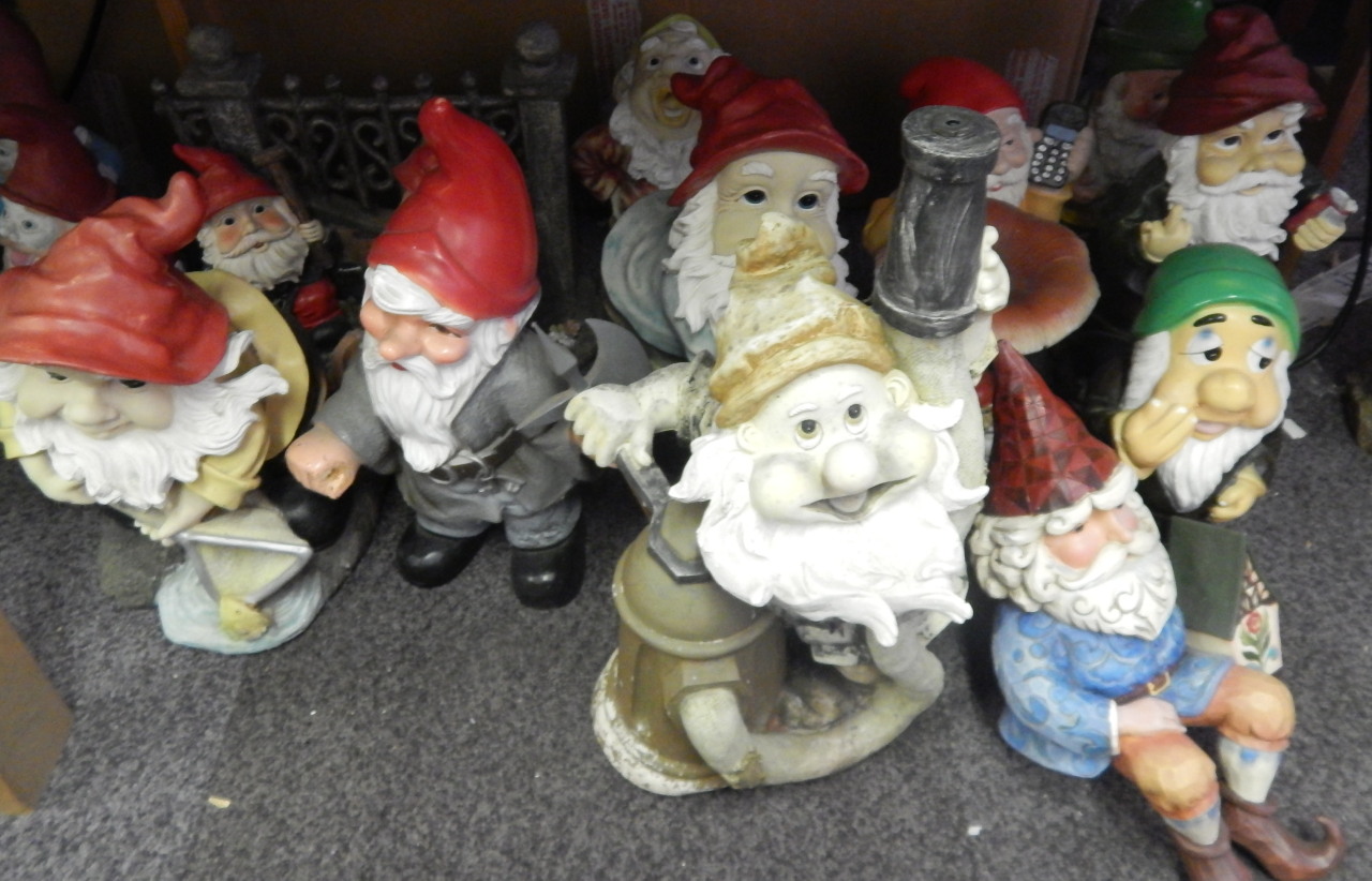 Appraisal: A collection of garden gnomes mainly plastic some painted plaster