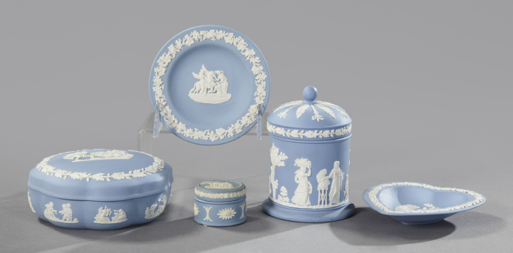 Appraisal: Group of Five Wedgwood Jasperware Dressing Table Articles second quarter