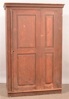 Appraisal: PA Grain Paint Decorated Softwood Wardrobe Pennsylvania Mid th Century