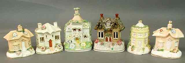 Appraisal: Six th c Staffordshire cottage pastille burners tallest h