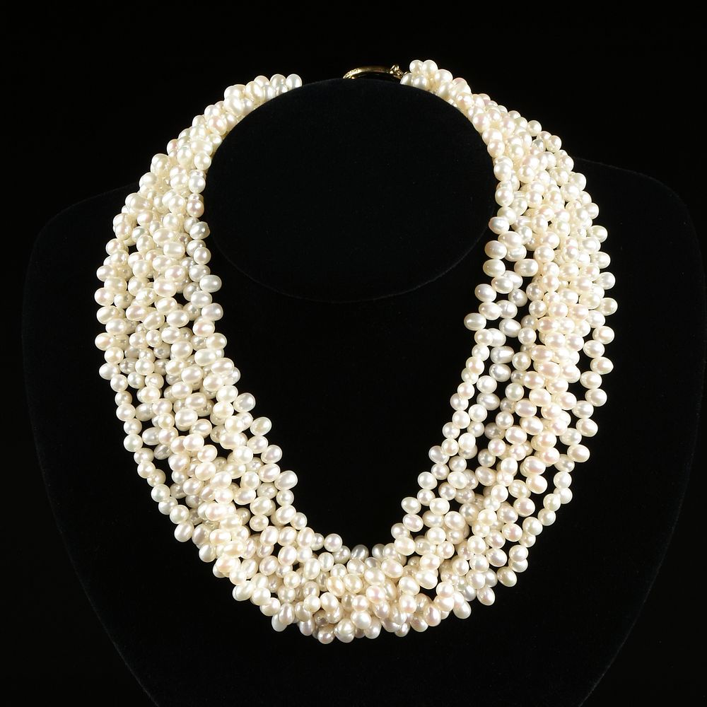 Appraisal: A TIFFANY CO K YELLOW GOLD AND PEARL TORSADE NECKLACE