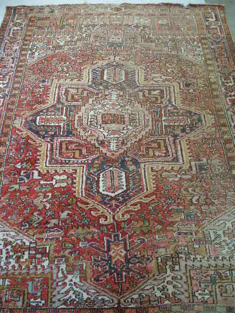 Appraisal: Antique Heriz Room Size Rug hand knotted w cotton base