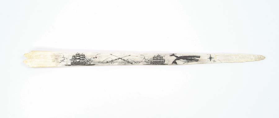 Appraisal: DECORATED SWORDFISH BILL Swordfish bill has contemporary scrimshaw work of