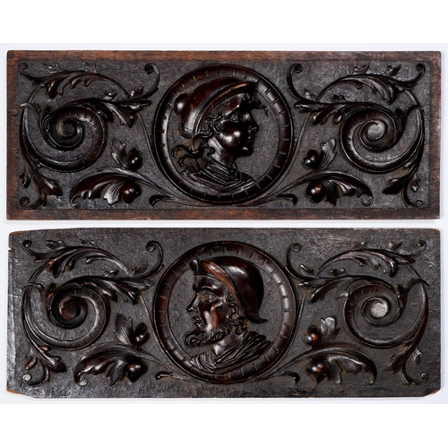 Appraisal: Pair of carved walnut 'romayne' panels late th c x