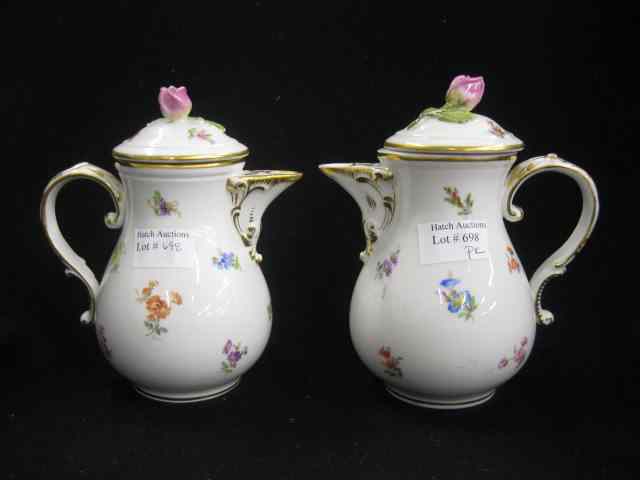 Appraisal: Pair of Meissen Porcelain Cream Jugs handpainted floral sprays rose