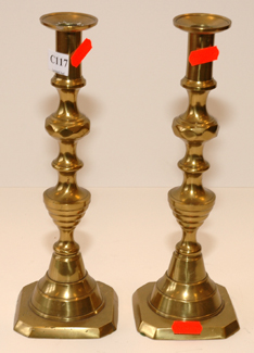 Appraisal: PAIR OF VICTORIAN BRASS CANDLE HOLDERS