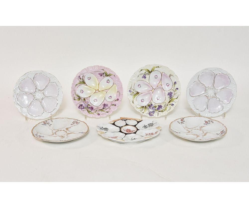 Appraisal: Six Vintage Paris Porcelain Oyster Plates Six vintage Paris Porcelain