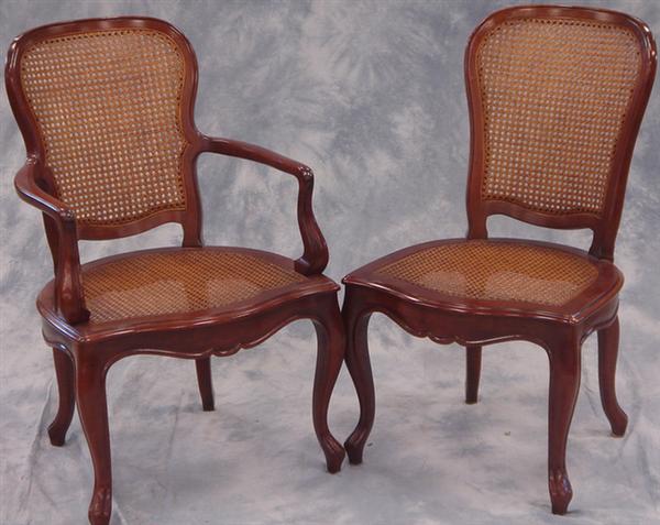 Appraisal: fruitwood provincial style DR chairs with caned backs seats with