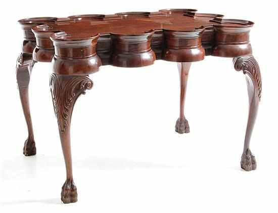 Appraisal: Chippendale style mahogany turret-top tea table rectangular molded turret top