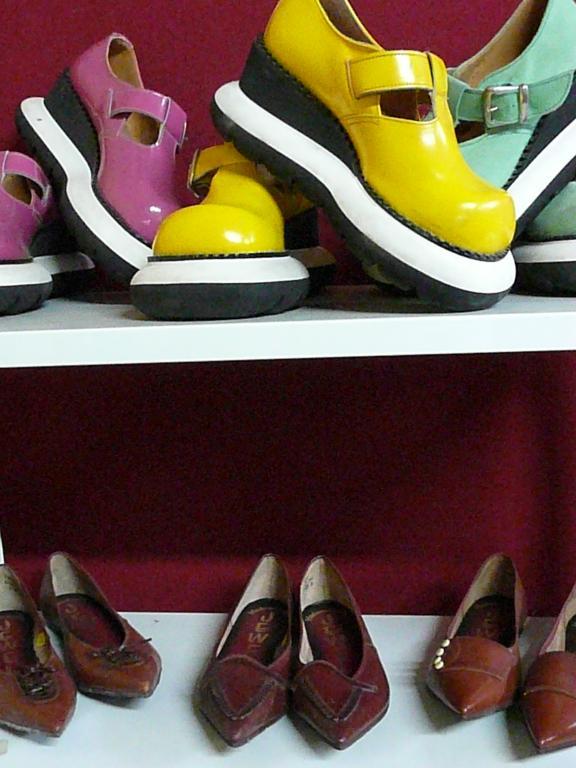 Appraisal: A group of disco fun shoes plus 's flat shoes