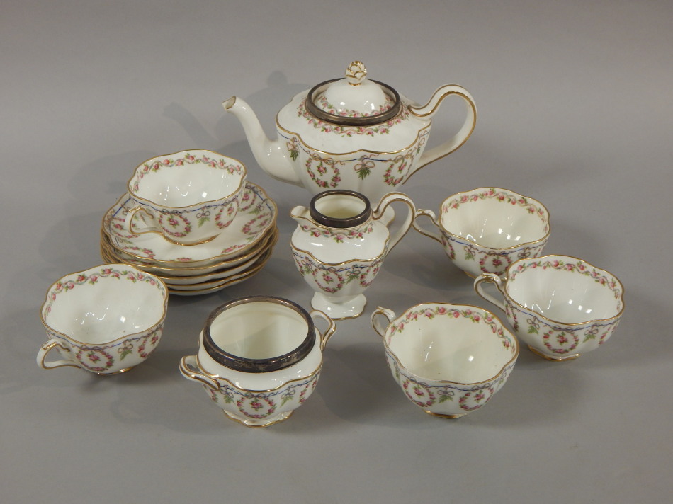 Appraisal: An early thC Crescent China part tea set the teapot