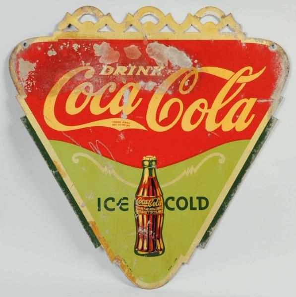 Appraisal: Tin Coca-Cola -Sided Triangle Sign Better side has a few