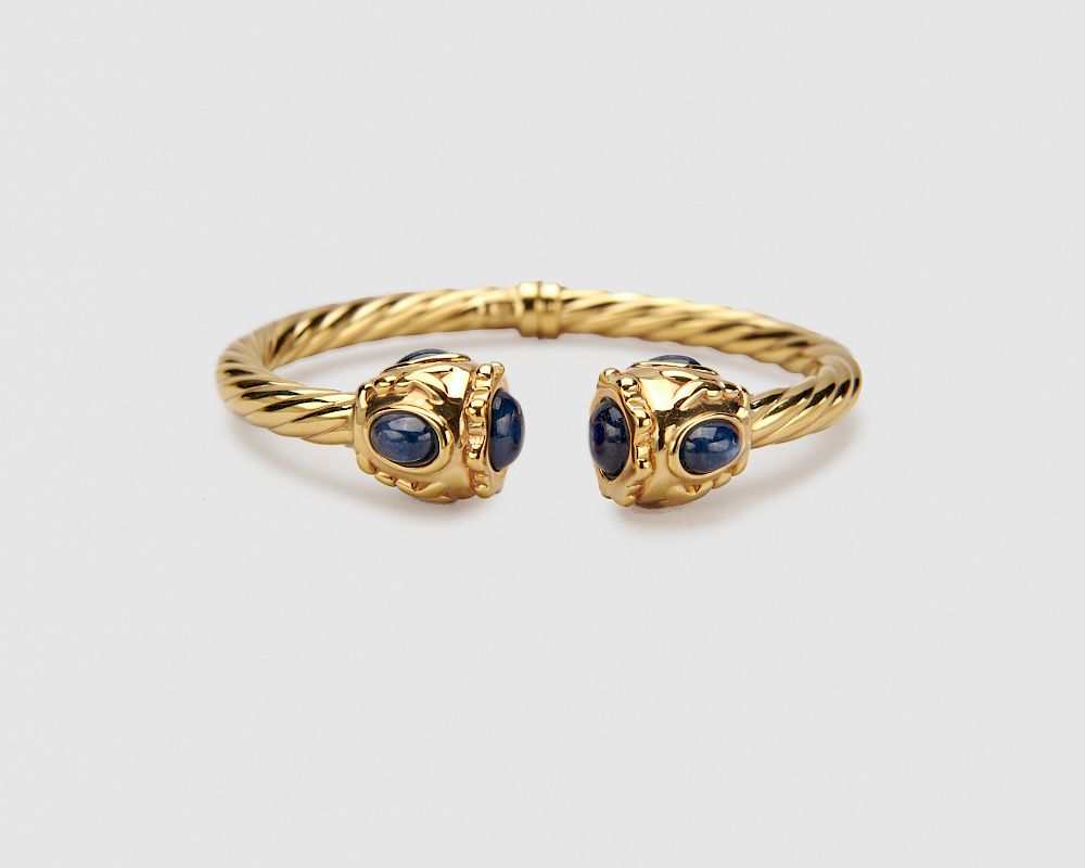 Appraisal: K Gold and Sapphire Bangle Bracelet K Gold and Sapphire