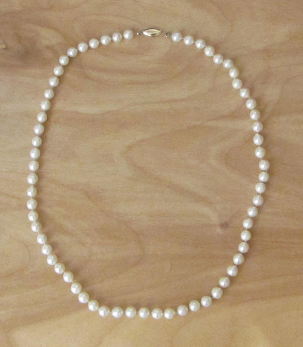 Appraisal: MATINEE LENGTH PEARL AND FOURTEEN KARAT GOLD NECKLACE - in