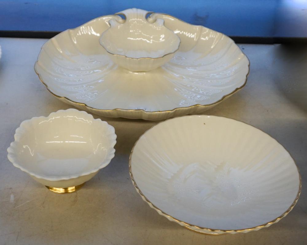 Appraisal: LENOX PORCELAIN SHELL-FORM CENTERPIECE BOWL SAUCE CUP AND BOWLLenox Porcelain