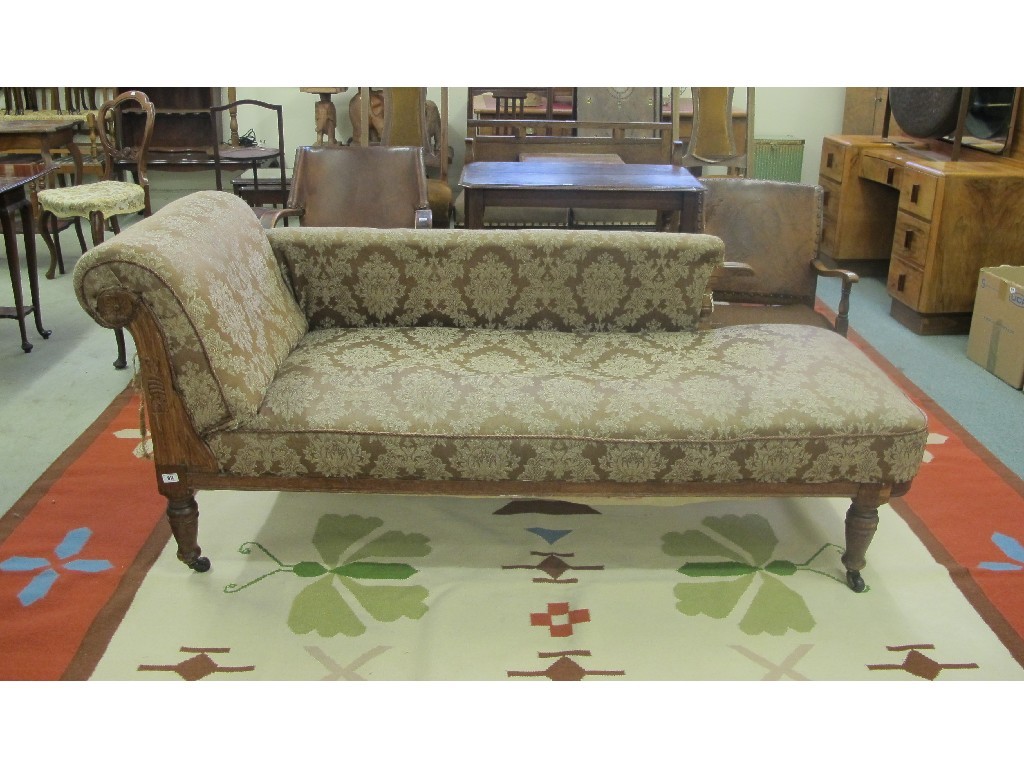 Appraisal: Oak framed chaise longue