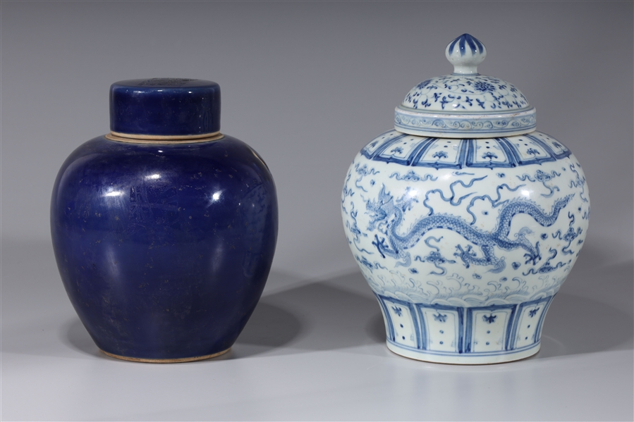 Appraisal: Two Chinese porcelain vessels one high-domed temple jar one ginger