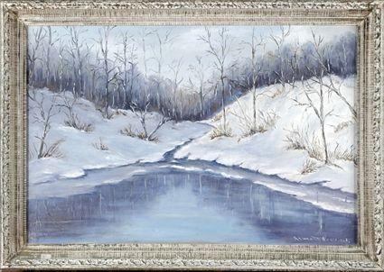 Appraisal: Alma M Wakefield Winter Landscape Oil on canvas signed lower