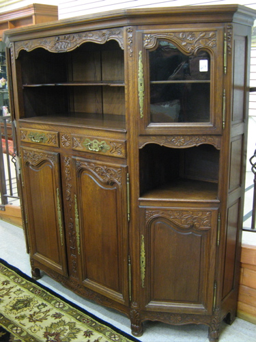 Appraisal: LOUIS XV STYLE CARVED OAK CHINA CABINET French early th