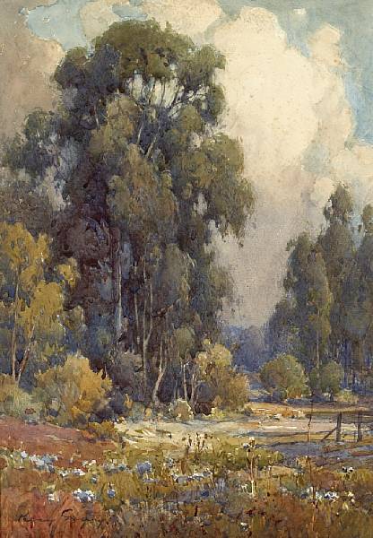 Appraisal: Percy Gray - A Quiet Stream among Wildflowers and Eucalyptus