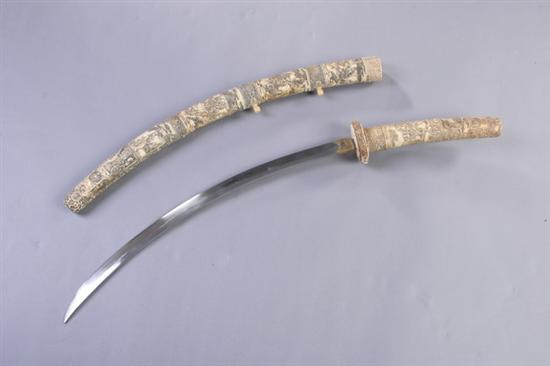 Appraisal: JAPANESE LONG SWORD KATANA Bone and ivory mounted some small