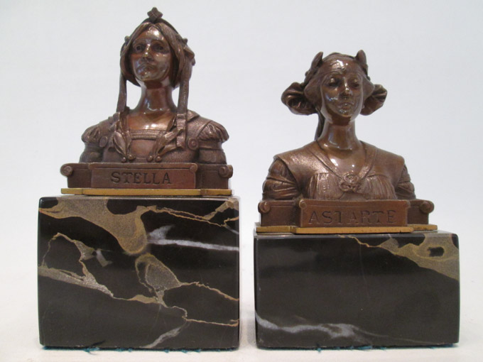 Appraisal: TWO METAL BUSTS STELLA AND ESTARTE the two small patinated