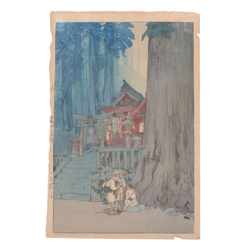 Appraisal: HIROSHI YOSHIDA JAPANESE - MISTY DAY IN NIKKO WOODBLOCK PRINT