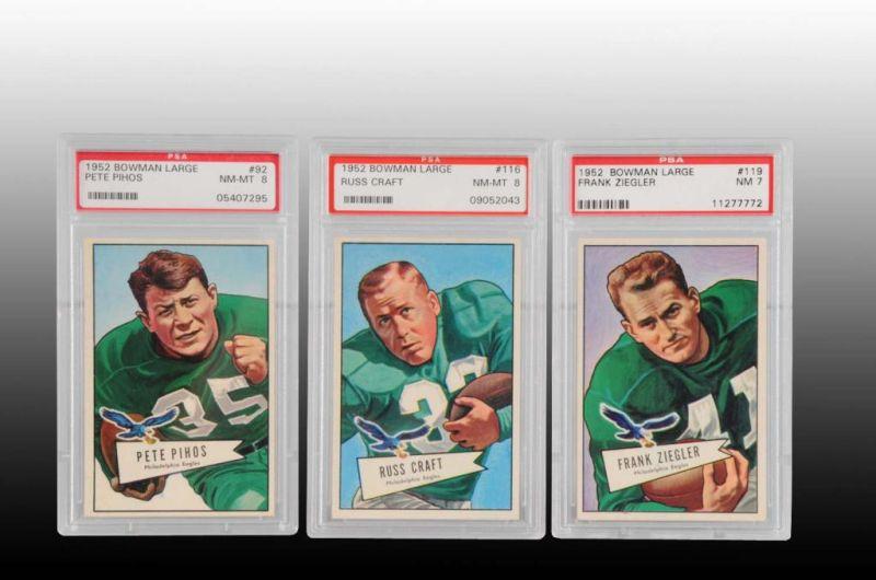 Appraisal: Lot of Bowman Philadelphia Football Cards Description Lot of three