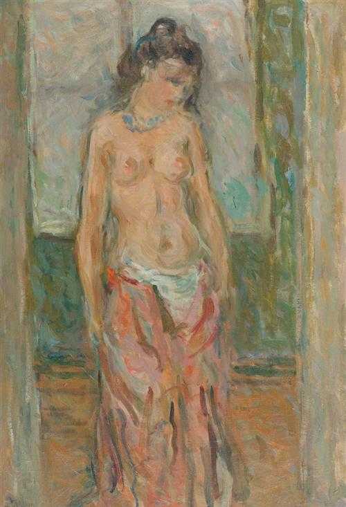 Appraisal: ANONYMOUS ARTIST TH CENTURY Female nude Oil on board Illegibly