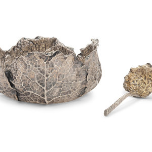 Appraisal: A Buccellati Silver Cabbage-Form Bowl and Spoon th Century the